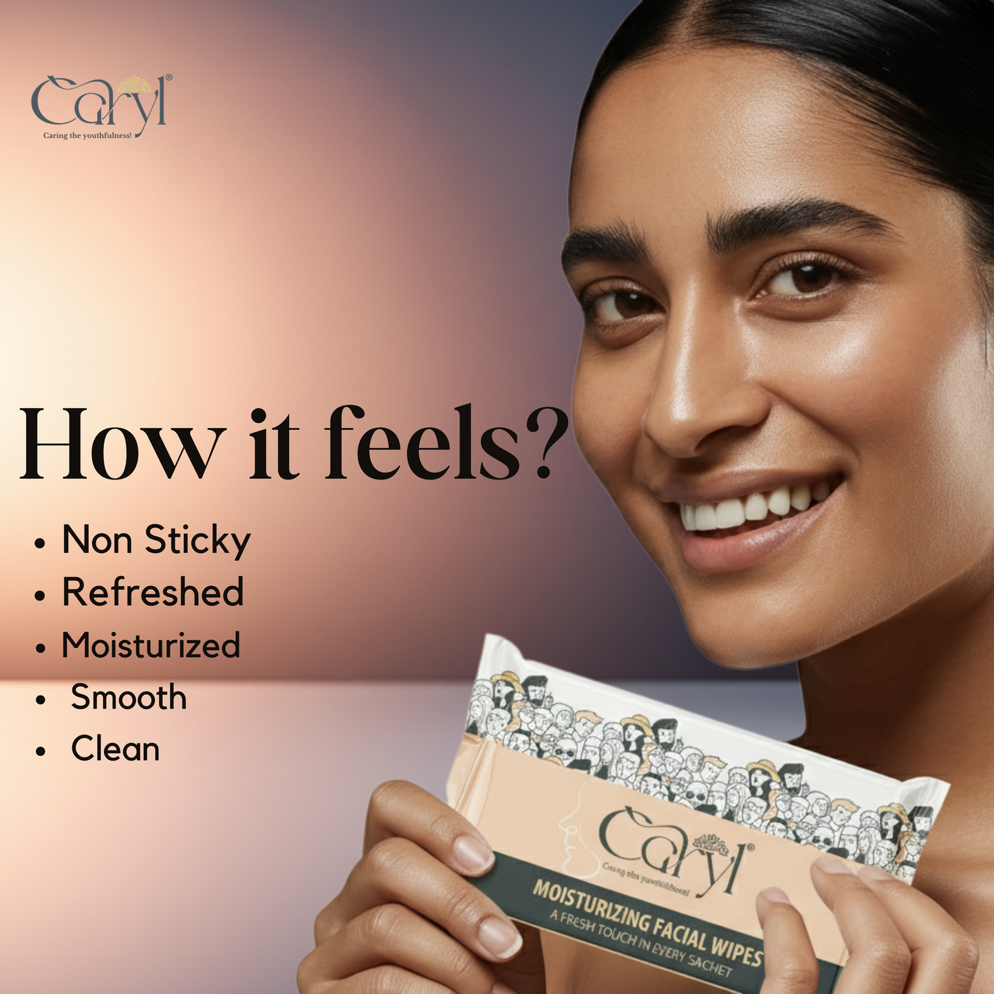 Caryl Moisturizing Facial Wipes ( Pack of 72 Single Sachets )