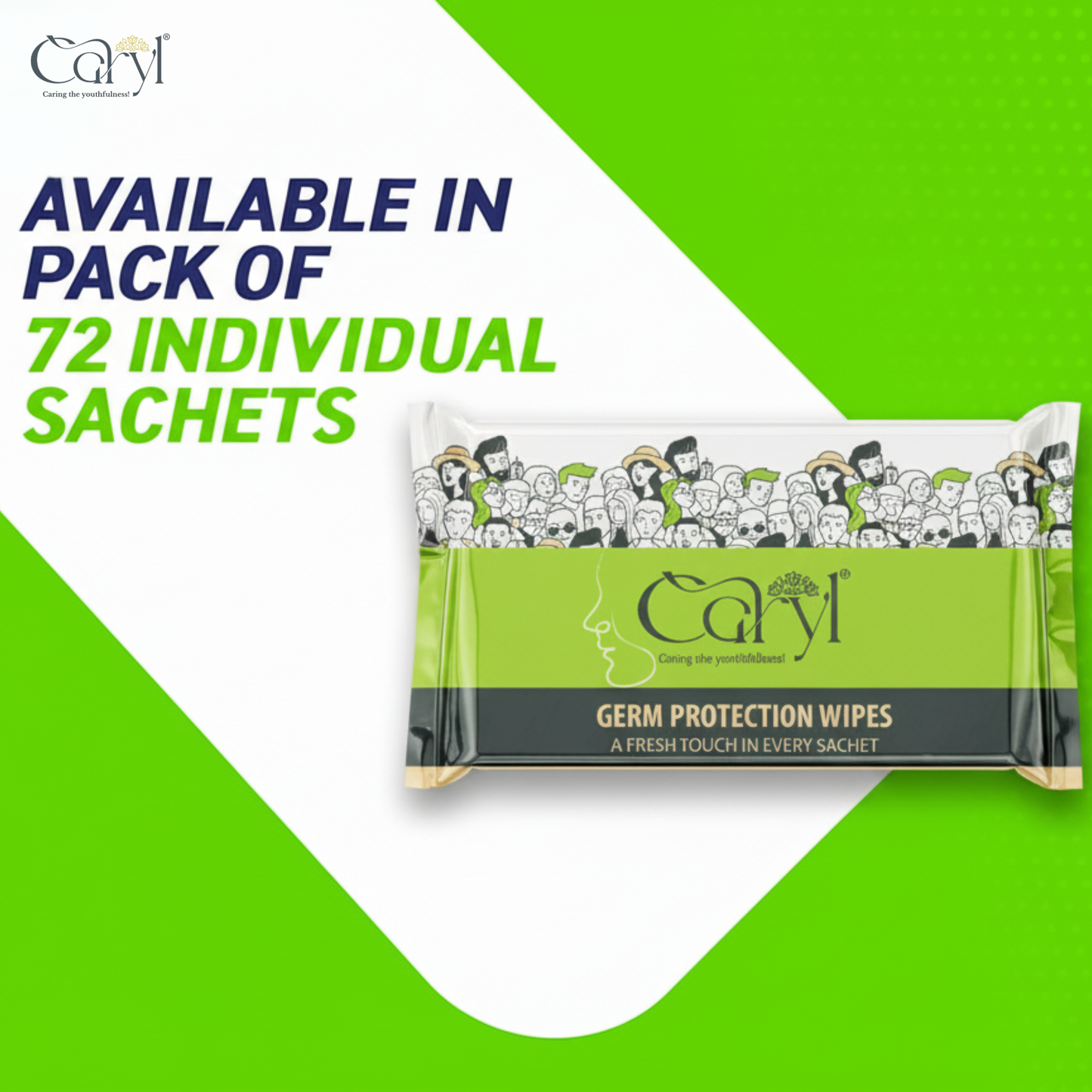 Caryl Germ Protection Wipes ( Pack of 72 Single Sachets )