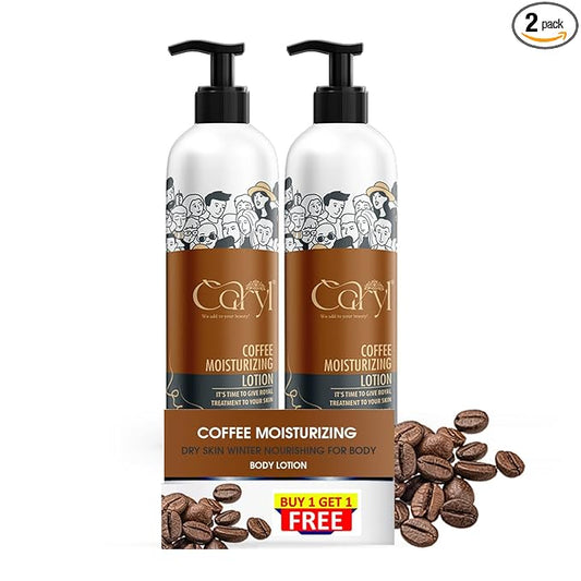 Caryl Coffee Moisturizing Body Lotion with Cocoa and Shea Butter | Non-Sticky, Paraben-Free Lotion for Dry Skin | 400ml (Buy 1 Get 1 Free) | Nourishing Skincare for Men and Women