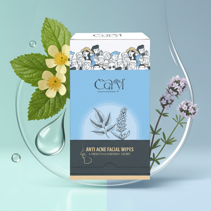 Caryl Anti Acne Facial Wipes (Pack of 72 Single Sachets )