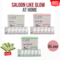 Caryl Age Miracle, Insta Glo & Detan Facial Kit Combo (30g x 3) | 15 Free Facial Wipes