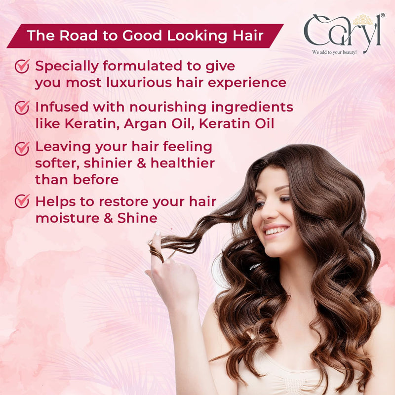CARYL Keratin Smooth Hair Care Combo | Shampoo + Conditioner + Almond Hair Oil