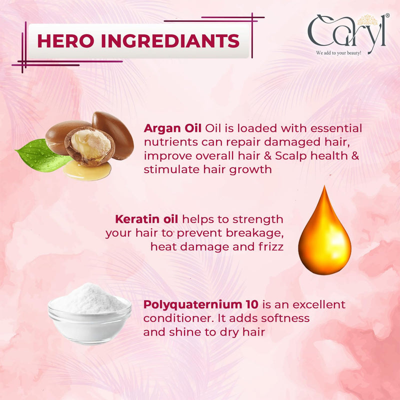 CARYL Keratin Smooth Hair Care Combo | Shampoo + Conditioner + Almond Hair Oil