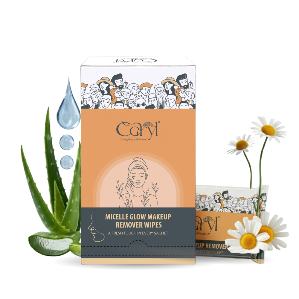 Caryl Micelle Glow Makeup Remover Wipes (Pack of 72 Single Sachets)