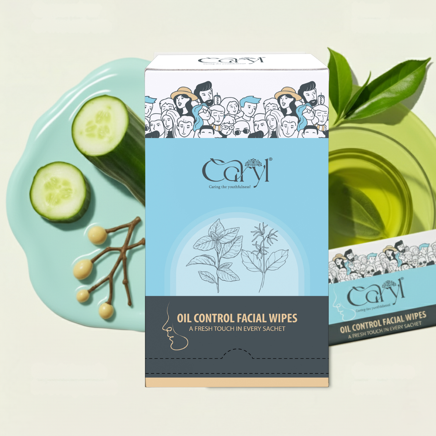 Caryl Oil Control Wipes (Pack of 72 Single Sachets)