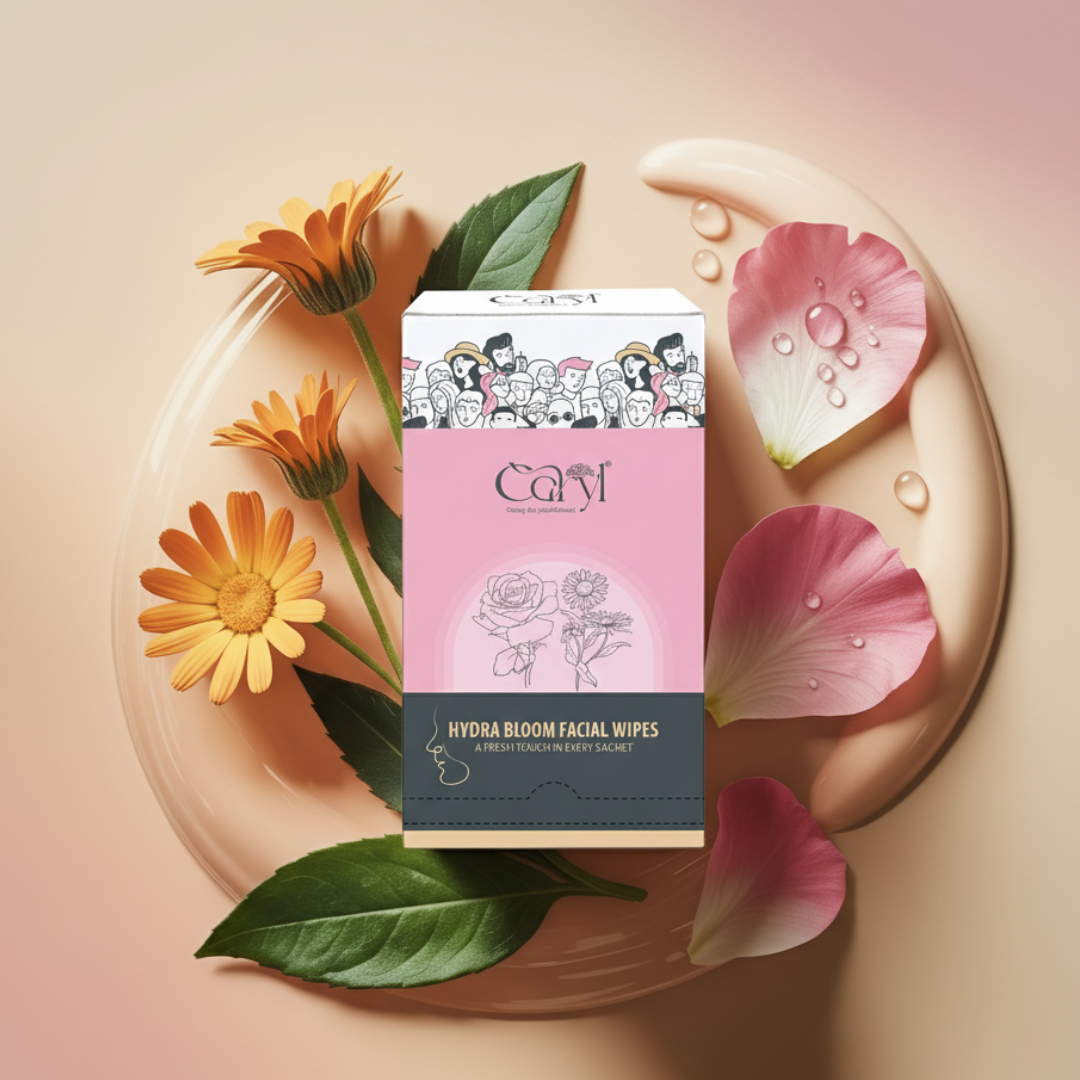 Caryl Hydra Bloom Facial Wipes ( Pack of 72 Single Sachets)