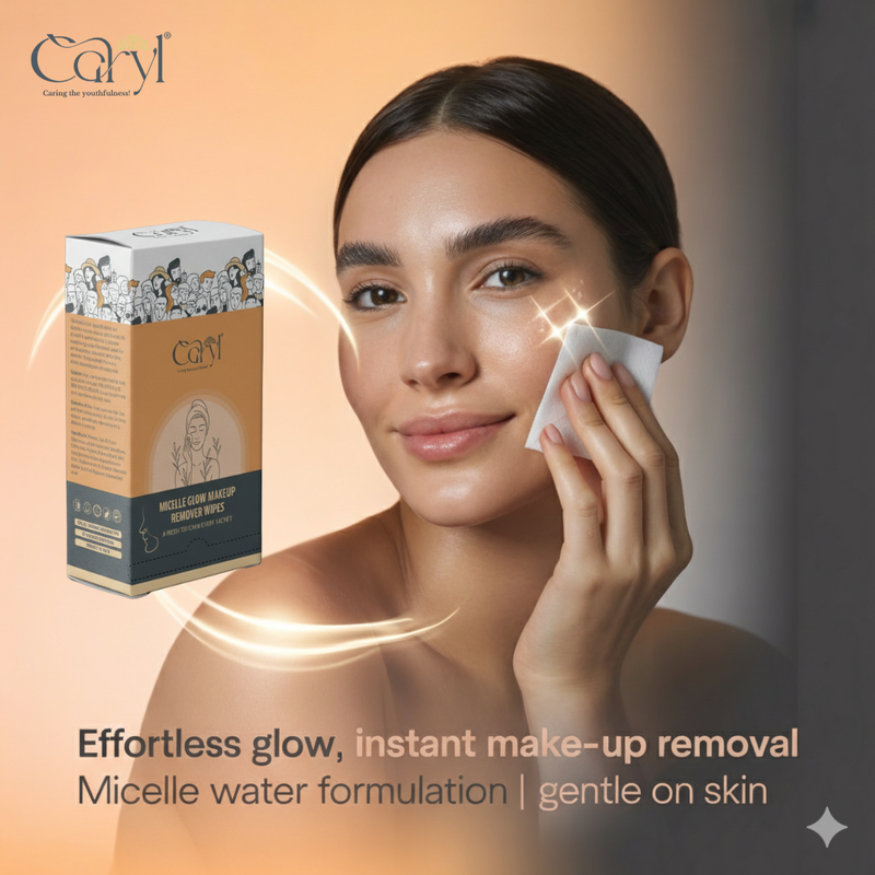 Caryl Micelle Glow Makeup Remover Wipes (Pack of 72 Single Sachets)
