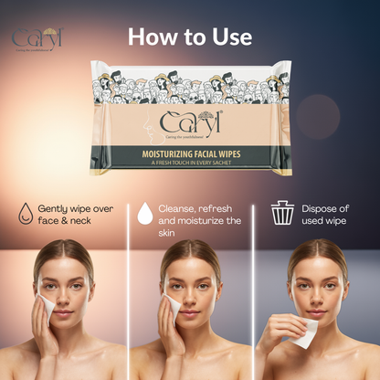 Caryl Moisturizing Facial Wipes ( Pack of 72 Single Sachets )