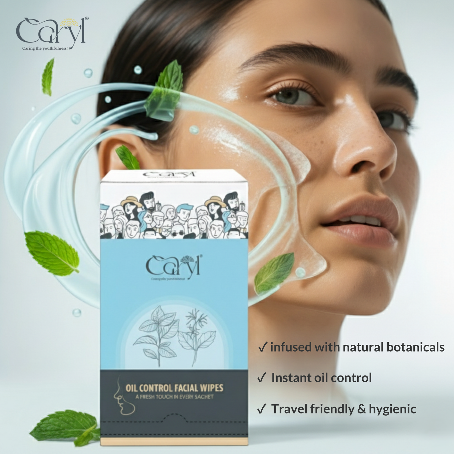 Caryl Oil Control Wipes (Pack of 72 Single Sachets)