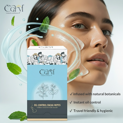 Caryl Oil Control Wipes (Pack of 72 Single Sachets)
