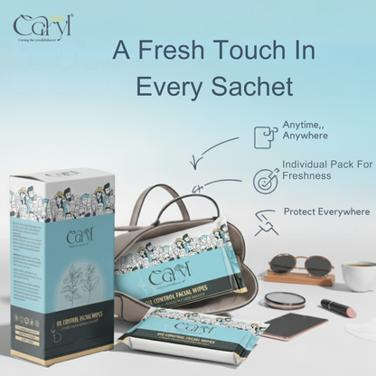 Caryl Oil Control Wipes (Pack of 72 Single Sachets)