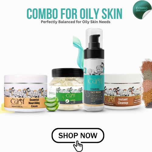Caryl Face Care Combo for Oily Skin | Foaming Facewash + AloeVita Gel + Nourishing Lotion + All-in-1 Instant Cleanup