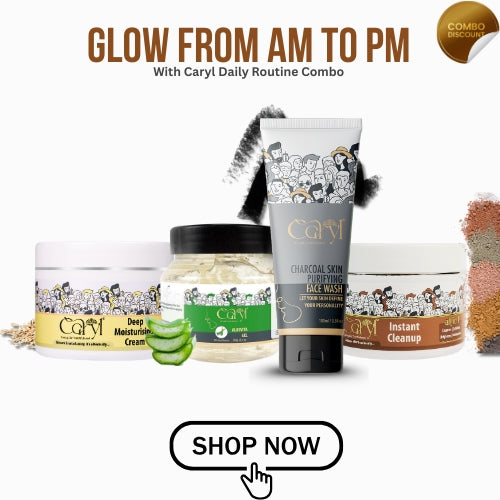 Caryl Daily Routine Combo | Charcoal Facewash + Aloevita Gel + Deep Moisturising Cream + All-in-1 Instant Cleanup
