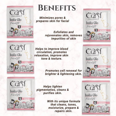 Caryl Insta Glo Facial Kit (30g) | 5 Free Facial Wipes