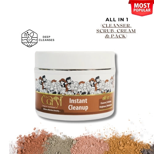 Caryl Daily Routine Combo | Charcoal Facewash + Aloevita Gel + Deep Moisturising Cream + All-in-1 Instant Cleanup