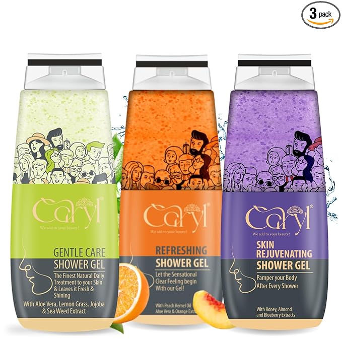 Caryl Shower Gel | Buy 2 Get 1 Free | Refreshing + Rejuvenating + Gentle Care ( 280ml x 3)