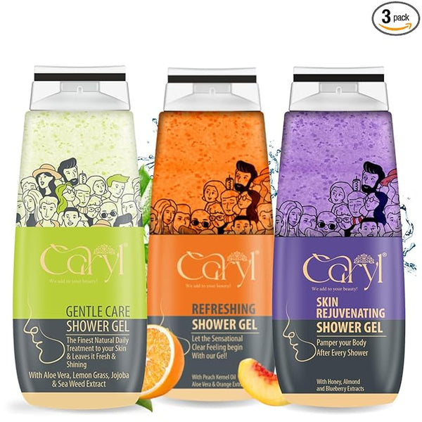 Caryl Shower Gel | Buy 2 Get 1 Free | Refreshing + Rejuvenating + Gentle Care ( 280ml x 3)
